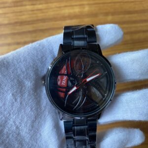 Tenco Black Sports Wheel-Inspired Men's Watch