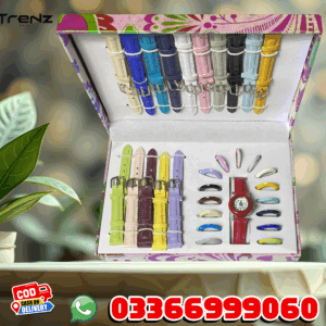 Multi-Color Interchangeable Strap Watch Set